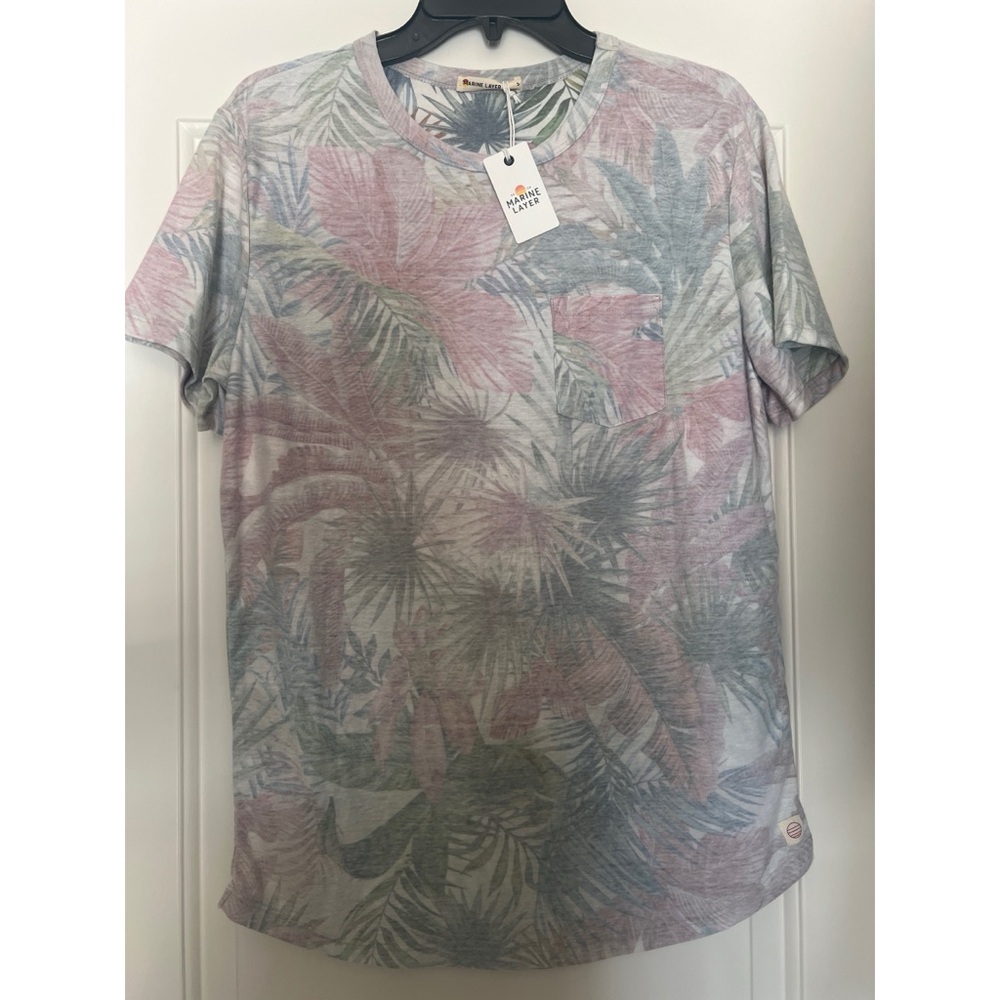Marine Layer Pastel Leaf Print Short Sleeve Tee